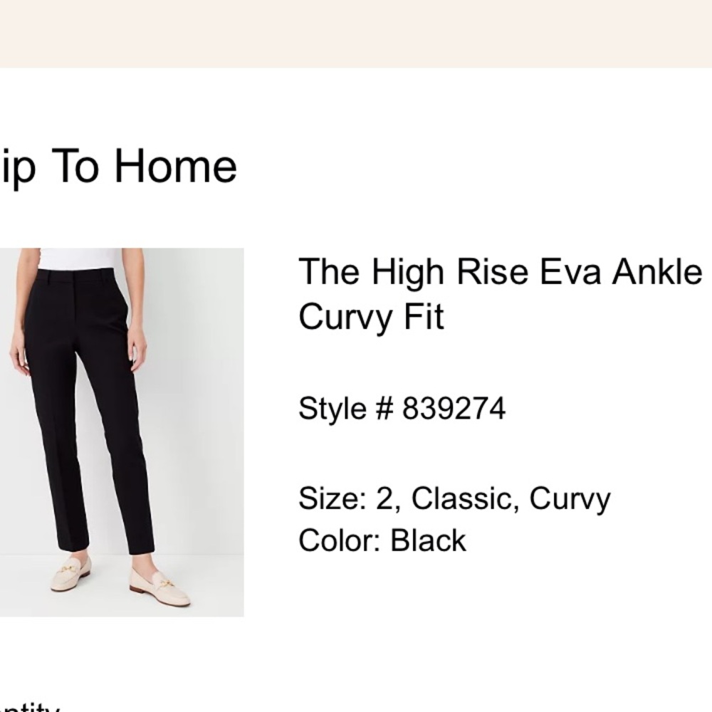 Ann Taylor The High Rise Eva Ankle Pant Curvy Fit